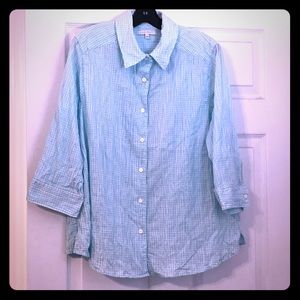 Foxcroft 3/4 sleeve checkered button up